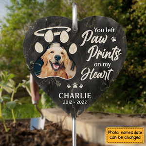 Custom Photo I Miss Your Paw Prints - Memorial Personalized Memorial Garden Slate & Hook - Sympathy Gift, Gift For Pet Owners, Pet Lovers