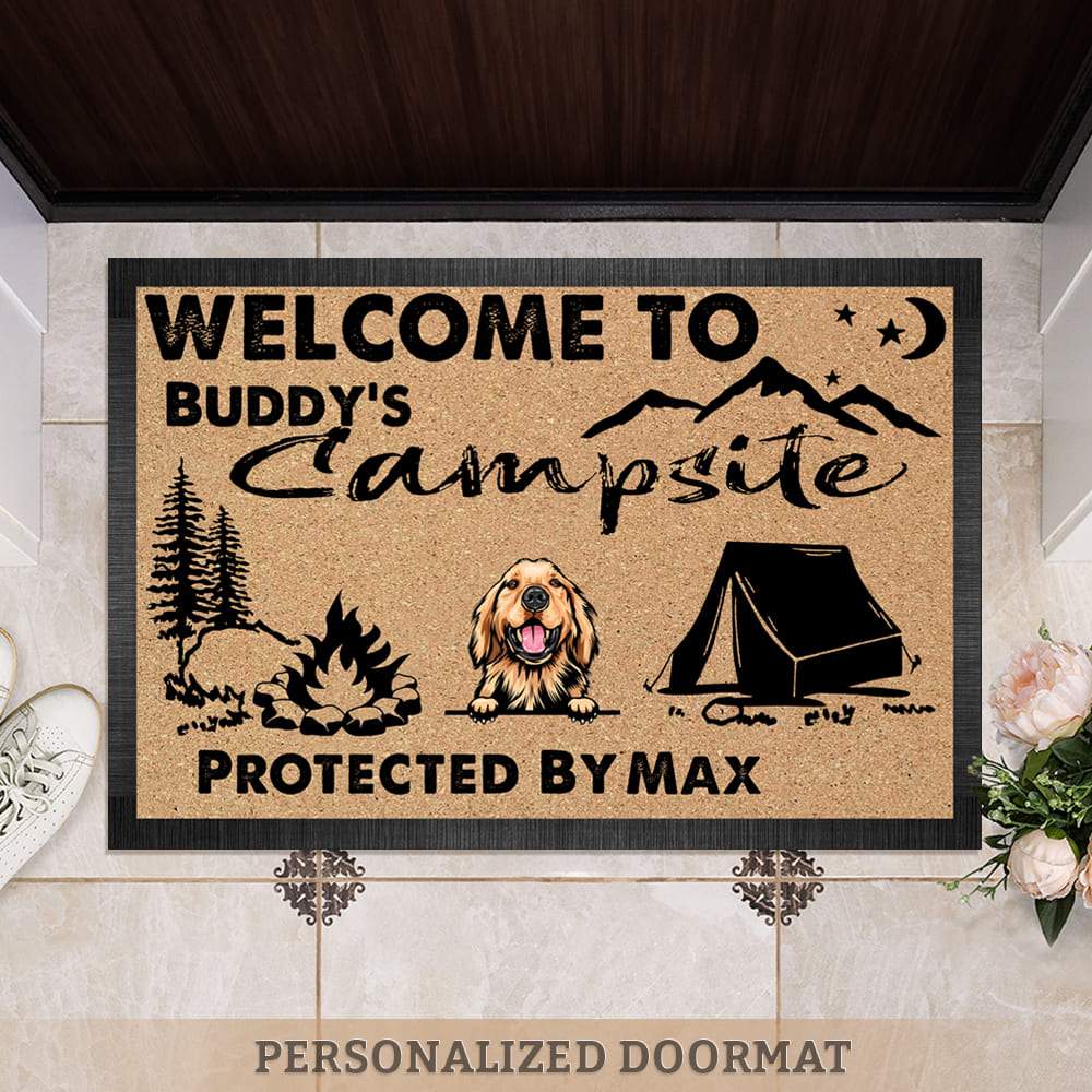 Welcome To Our Campsite Protected Doormat, Camping Gift, Dog Lover Gift