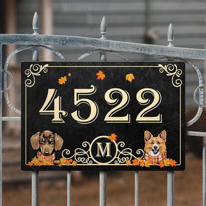 Dog Fall Address Sign, Custom House Number, Dog Lover Gift