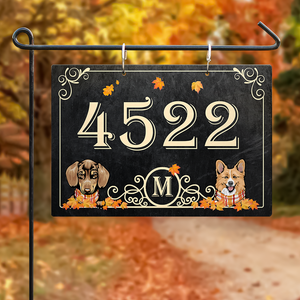 Dog Fall Address Sign, Custom House Number, Dog Lover Gift