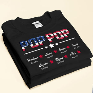 Personalized Grandpa Papa Daddy American Flag Custom Nickname T-shirt