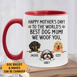 To The World's Best Dog Mum, Personalized Accent Mug, Mother's Day Gifts